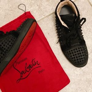 Christian Louboutin Louis Flat Carf Spikes Black Sneakers Size 43 US10